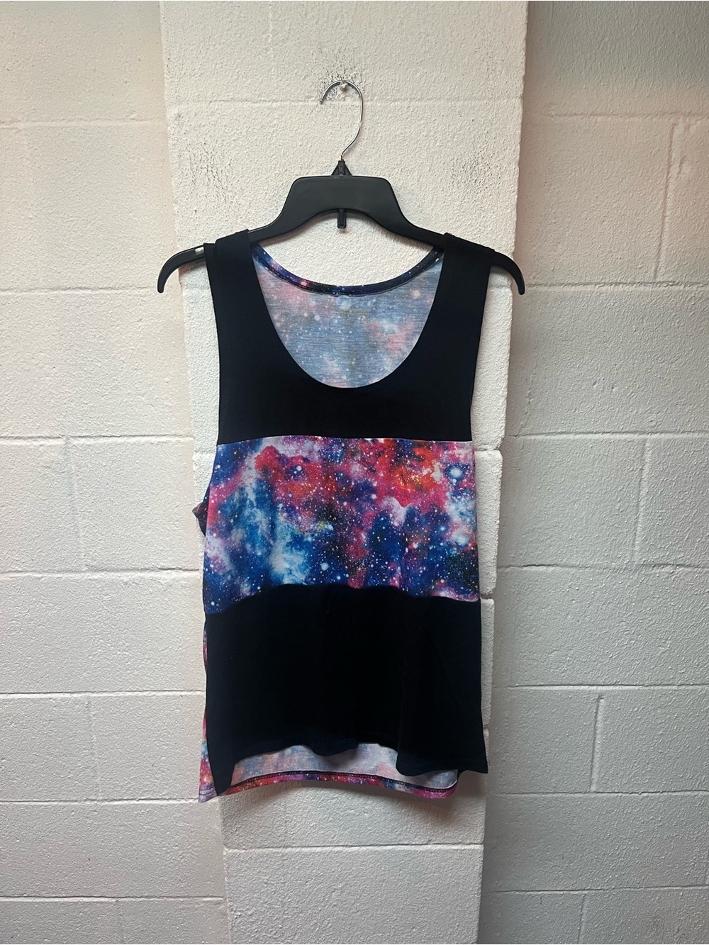 Carbon Galaxy Panel Tank Top - Black with Multicolor Space Print